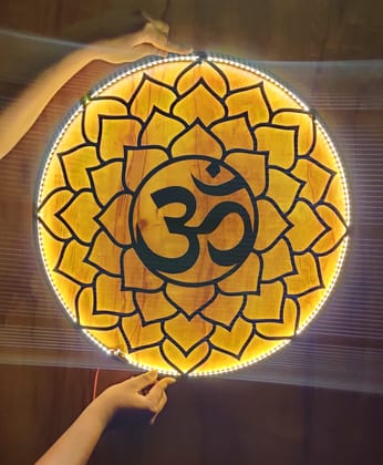 EU OM Mantra Metal Wall Hanging Ornaments Decorative Items for Home | Gifts | Religious Wood Hanger | Mdf Decoration for Living Room | Artworks | Modern Decor Item for Wooden Mandir((45 X 45 cm)) EU OM Mantra Metal Wall Hanging Ornaments Decorative Items for Home | Gifts | Religious Wood Hanger | Mdf Decoration for Living Room | Artworks | Modern Decor Item for Wooden Mandir((45 X 45 cm))