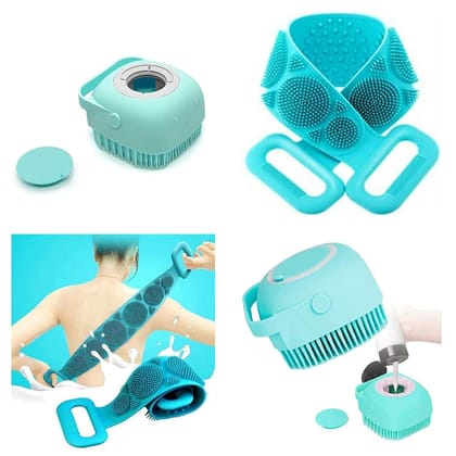 SHREE ENTERPRISE 2 Pcs combo silicone Soft Cleaning Body Bath Brush With Shampoo Dispenser and Back Scrubber Bath Brush Washer For Dead Skin Removal Gentle Massage Exfoliation For Kids Men And Women SHREE ENTERPRISE 2 Pcs combo silicone Soft Cleaning Body Bath Brush With Shampoo Dispenser and Back Scrubber Bath Brush Washer For Dead Skin Removal Gentle Massage Exfoliation For Kids Men And Women
