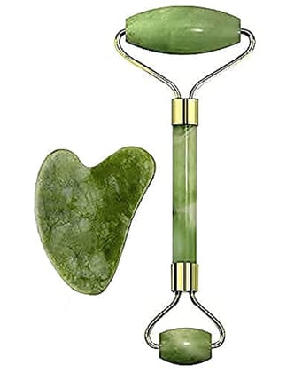 SHREE ENTERPRISE Roller Face Massager For Women Men | 100% Natural Jade Stone Facial Roller Massage with Gua Sha Tool for Face Eye Neck Foot Massage | Skin care And Anti-Aging Therapy (Green) SHREE ENTERPRISE Roller Face Massager For Women Men | 100% Natural Jade Stone Facial Roller Massage with Gua Sha Tool for Face Eye Neck Foot Massage | Skin care And Anti-Aging Therapy (Green)