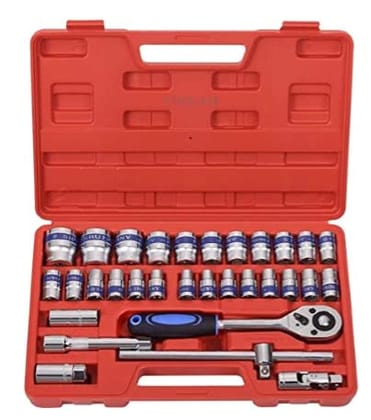 H9 32 in1 1/2-Inch Rachet SOCKET Tool kit SET Carbon Steel WRENCH 1/2" Spannar Multi Purpose TOOL Goti with Carry Box ( Pack of 32 Pcs in a box) H9 32 in1 1/2-Inch Rachet SOCKET Tool kit SET Carbon Steel WRENCH 1/2" Spannar Multi Purpose TOOL Goti with Carry Box ( Pack of 32 Pcs in a box)