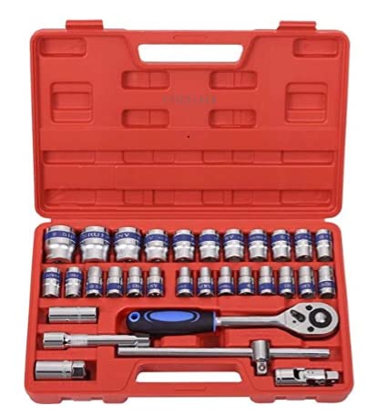 H9 32 in1 1/2-Inch Rachet SOCKET Tool kit SET Carbon Steel WRENCH 1/2" Spannar Multi Purpose TOOL Goti with Carry Box ( Pack of 32 Pcs in a box)