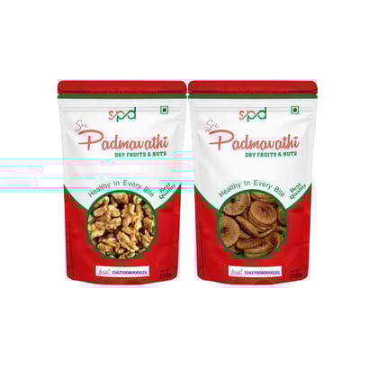 Sri padmavathi Dry Fruits &Nuts FIG-500g/WALNUTS-500g COMBO PACK