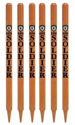 GLS Super Solider Natural Finish Heavy Cricket Wooden Set (Pack of 6 PCS + 4 BAILS)(Color - Natural Finish)