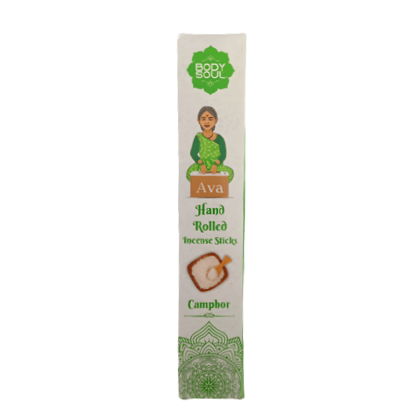 Bodysoul Hand-Rolled Camphor Incense Stick 25g |Pack of 6| Hand Rolled Agarbattis for Puja, Meditation, Aromatherapy | Camphore Fragrance | 100% Natural