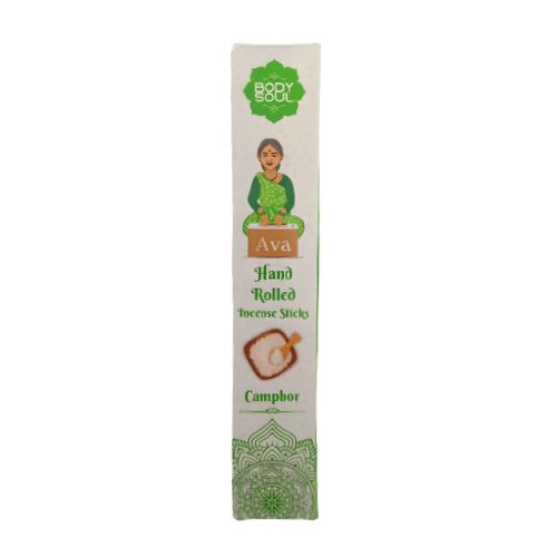 Bodysoul Hand-Rolled Camphor Incense Stick 25g |Pack of 6| Hand Rolled Agarbattis for Puja, Meditation, Aromatherapy | Camphore Fragrance | 100% Natural