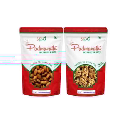 SRI PADMAVATHI DRY FRUITS & NUTS ALMONDS-500g/WALNUTS 500g COMBO PACK