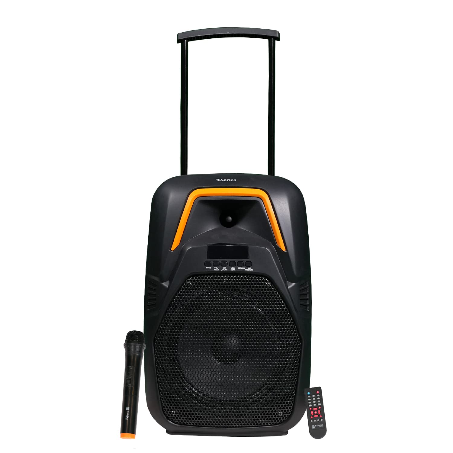 T-Series TR-81 Portable Trolley Wireless Bluetooth Speaker with inbuilt Rechargeable Battery with Wireless Mic,Aux,SD Card,USB Supported with,External Audio Drive,FM (Yellow)