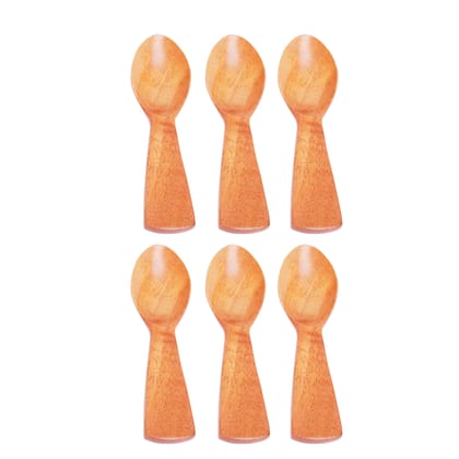 Neem Wood Masala Spoon – Set of 6 for Small Containers – For Tea, Coffee, Sugar & Spices