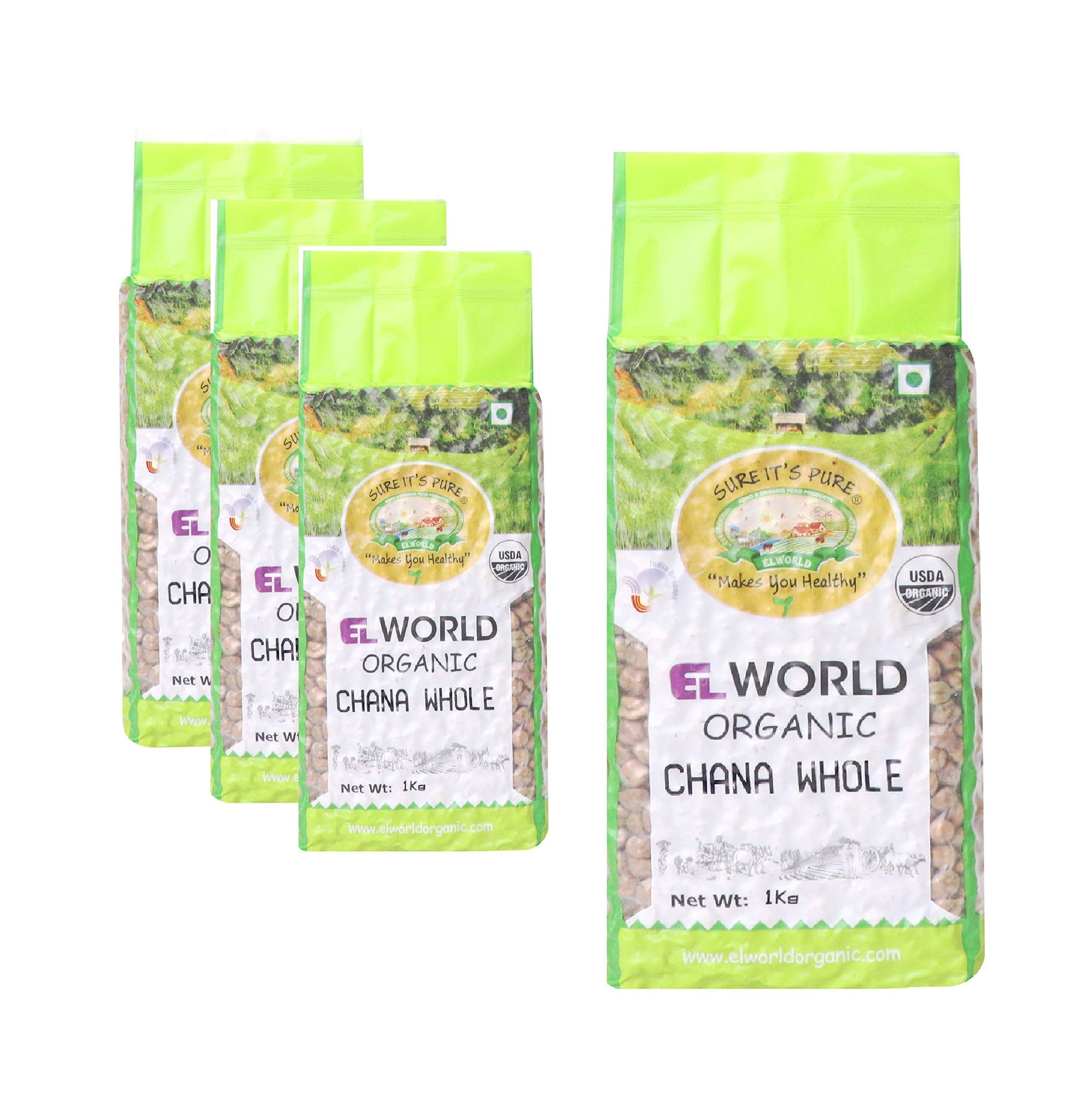 ELWORLD AGRO & ORGANIC FOOD PRODUCTS Black Chana Whole 1 Kg(Pack of 4)
