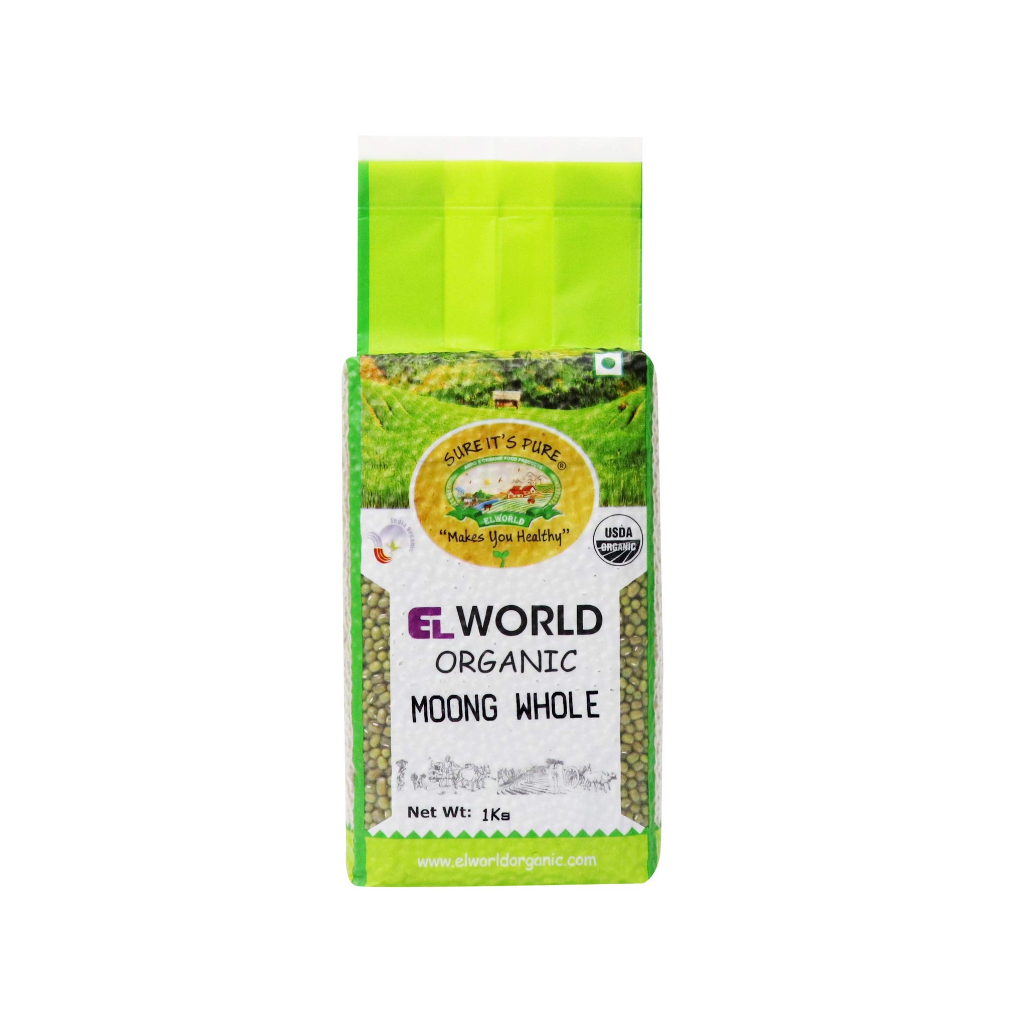 Elworld Agro & Organic Green Moong Whole (Sabut) 1kg