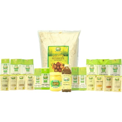 ELWORLD AGRO & ORGANIC FOOD PRODUCTS Combo Pack of Essential Kitchen Items - Multigrain Atta, Spices, Pulses, Rice, Oil, Ghee ELWORLD AGRO & ORGANIC FOOD PRODUCTS Combo Pack of Essential Kitchen Items - Multigrain Atta, Spices, Pulses, Rice, Oil, Ghee
