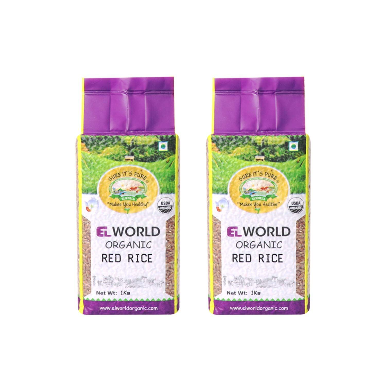ELWORLD AGRO & ORGANIC FOOD PRODUCTS Red Rice 1 Kilogram (Pack of 2)