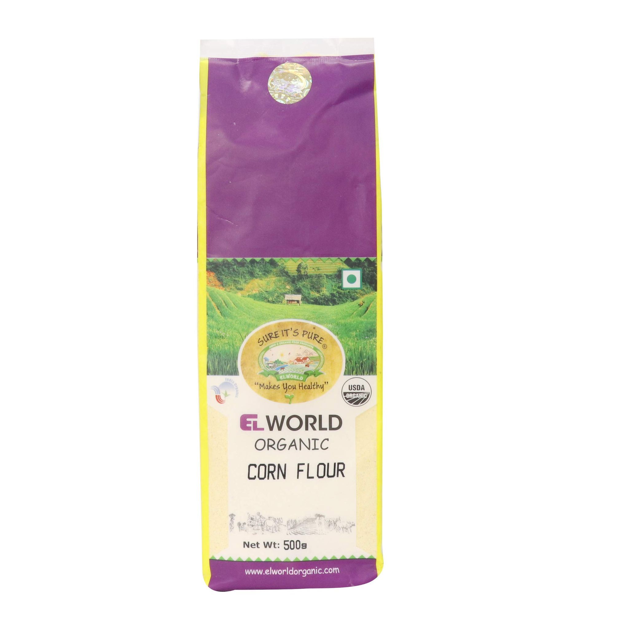 Elworld Agro & Organic Food Products Corn Flour- 500 Grm (Pack of 4)