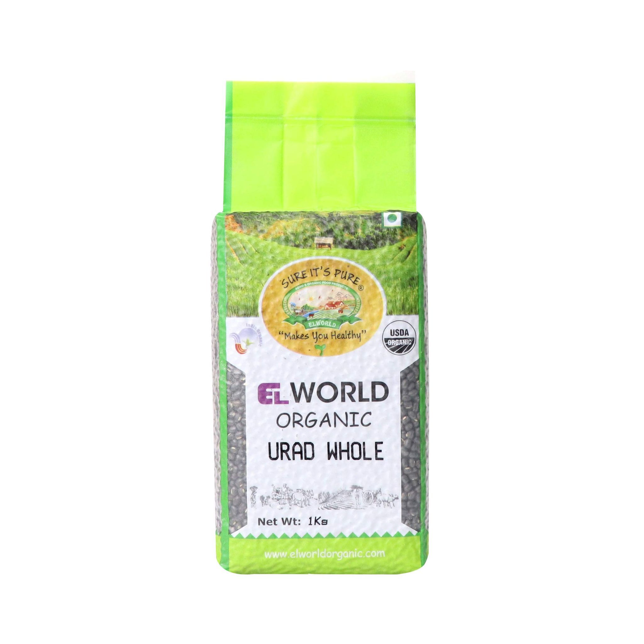Elworld Agro & Organic Food Products Urad Kali Whole - 1 Kg
