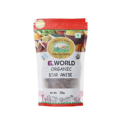 ELWORLD AGRO & ORGANIC FOOD PRODUCTS Star Anise(Chakra Phool) - 50Grm ELWORLD AGRO & ORGANIC FOOD PRODUCTS Star Anise(Chakra Phool) - 50Grm