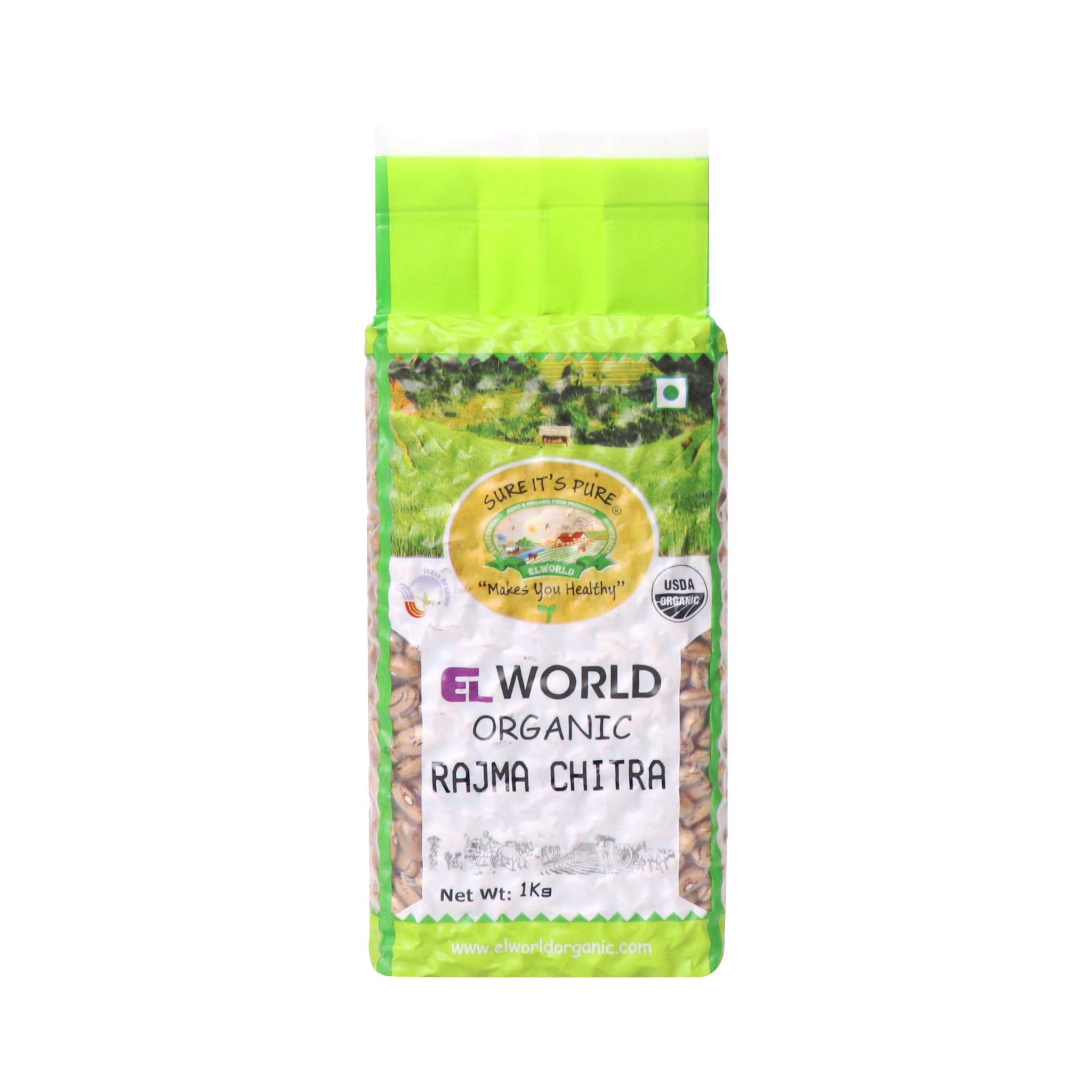 Elworld Agro & Organic Food Products White Kidney Beans Rajma Chitra 1kg (Pack of 2)