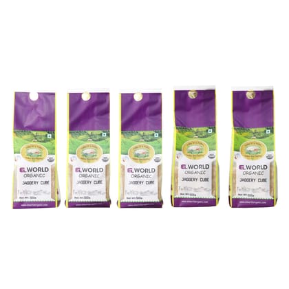 Elworld Agro & Organic Food Products Jaggery Cube- 500g (Pack of 5), 2.5kg
