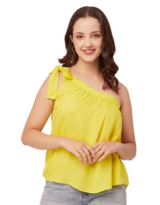 Moomaya Solid One Shoulder Sleeveless Tops For Women, Sexy Tank Casual Vacation Clothing