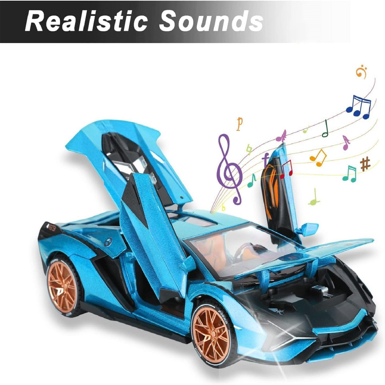 KTRS ENTERPRISE 1:24 Scale Diecast Metal Pullback Lambrgini Car Luxery Sports Car with Openable Doors Bonnet & Trunk and Light Sound Features