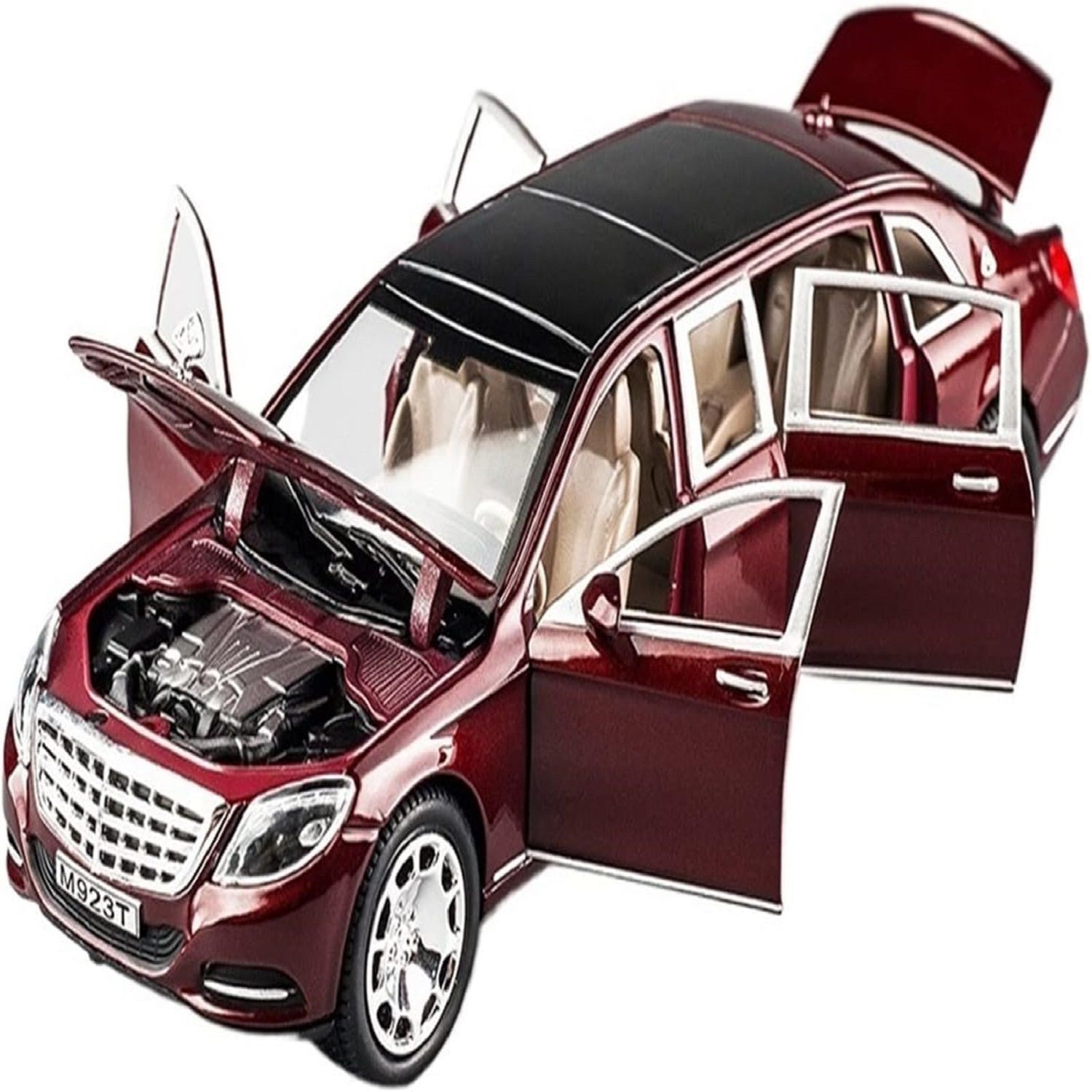 KTRS ENTERPRISE Benz Maybach 1: 24 S600 4 Wheel Drive Metal Car Pull Back with Openable Doors, Engine Cover, Tail with Front and Rear Light Music Great Gift for Boys and Girls Above Toys and Games (Merced Benz S 600)