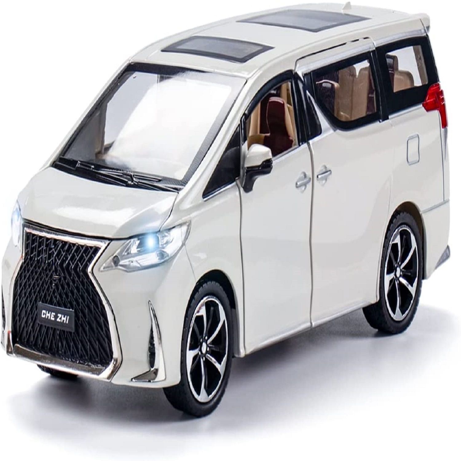KTRS ENTERPRISE 1:24 Big Alphard Diecast Metal Pullback Toy car with Openable Doors & Light, Music Boys Toys for Kids (Alphard)【Colors as Per Stock】