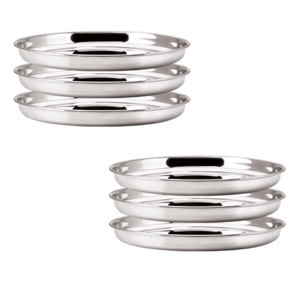 SHINI LIFESTYLE Stainless Steel Traditional Dinner Plate/ Khumcha Thali/ dinner thali(Dia-32cm, 6Pc) SHINI LIFESTYLE Stainless Steel Traditional Dinner Plate/ Khumcha Thali/ dinner thali(Dia-32cm, 6Pc)