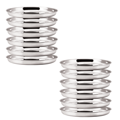 SHINI LIFESTYLE Stainless Steel Traditional Dinner Plate/ Khumcha Thali/ dinner thali(Dia-32cm, 12Pc) SHINI LIFESTYLE Stainless Steel Traditional Dinner Plate/ Khumcha Thali/ dinner thali(Dia-32cm, 12Pc)