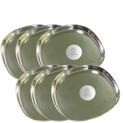 SHINI LIFESTYLE Stainless Steel Serving Plate, Rice Plate, Dinner plates, Steel Thali (Dia-24cm, 6pc) SHINI LIFESTYLE Stainless Steel Serving Plate, Rice Plate, Dinner plates, Steel Thali (Dia-24cm, 6pc)