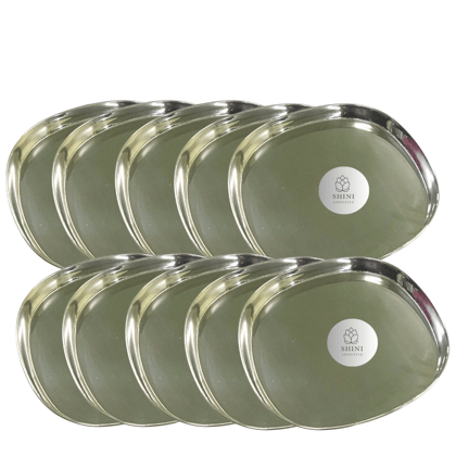 SHINI LIFESTYLE Stainless Steel Serving Plate, Rice Plate, Dinner plates, Steel Thali (Dia-24cm, 10pc) SHINI LIFESTYLE Stainless Steel Serving Plate, Rice Plate, Dinner plates, Steel Thali (Dia-24cm, 10pc)