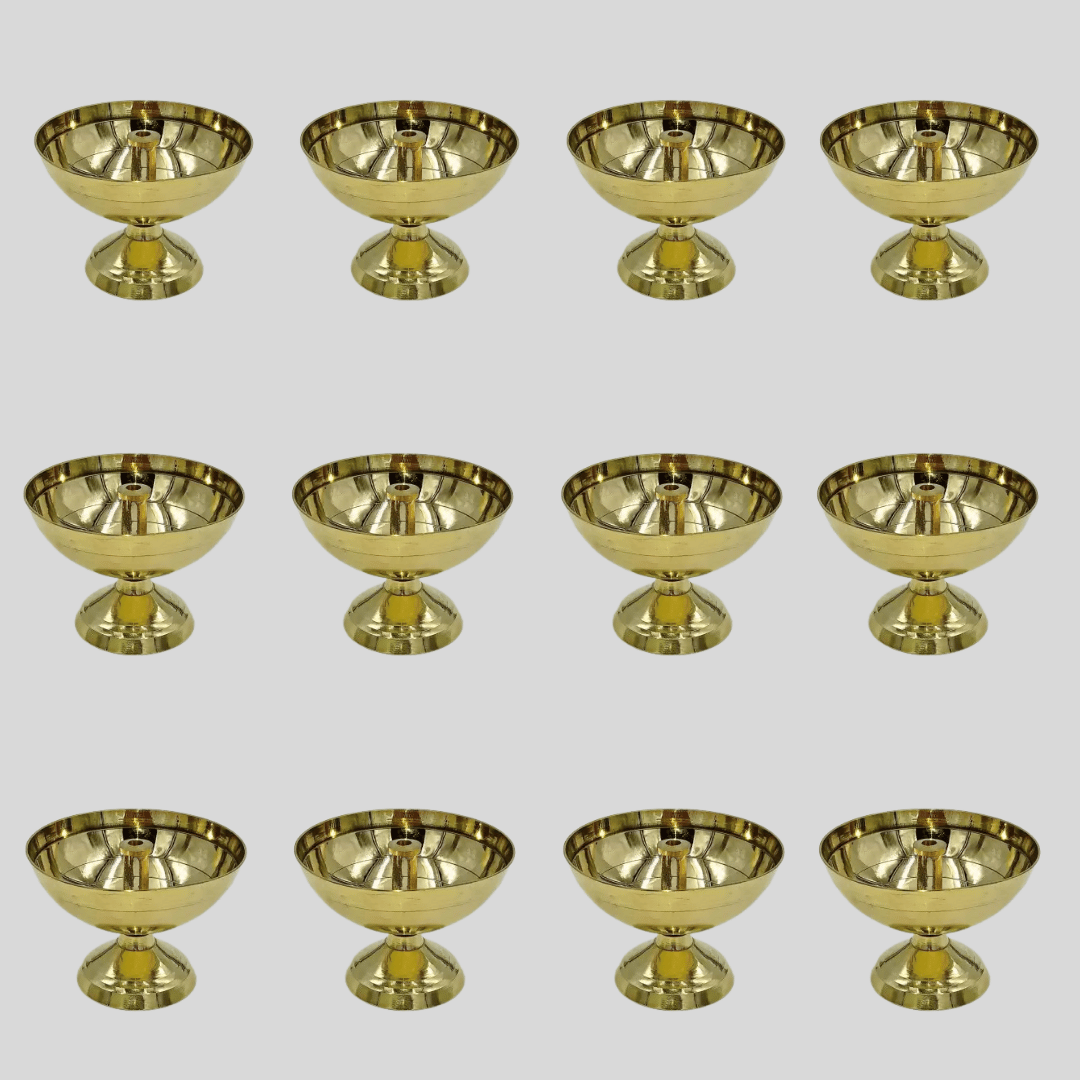 SHINI LIFESTYLE Brass Kuber Diya for Puja Home Decor-12Pc Brass Diwali Diya Kuber Diya Pooja Deepak