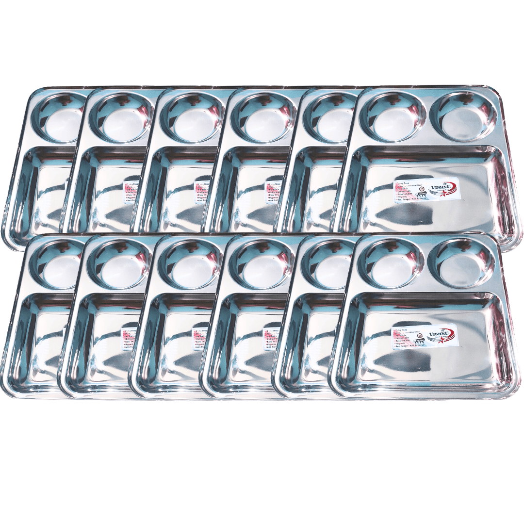 SHINI LIFESTYLE Premium Quality Stainless Steel Lunch Plate/Dinner Plates/Bhojan Thali Steel plate (12pc)