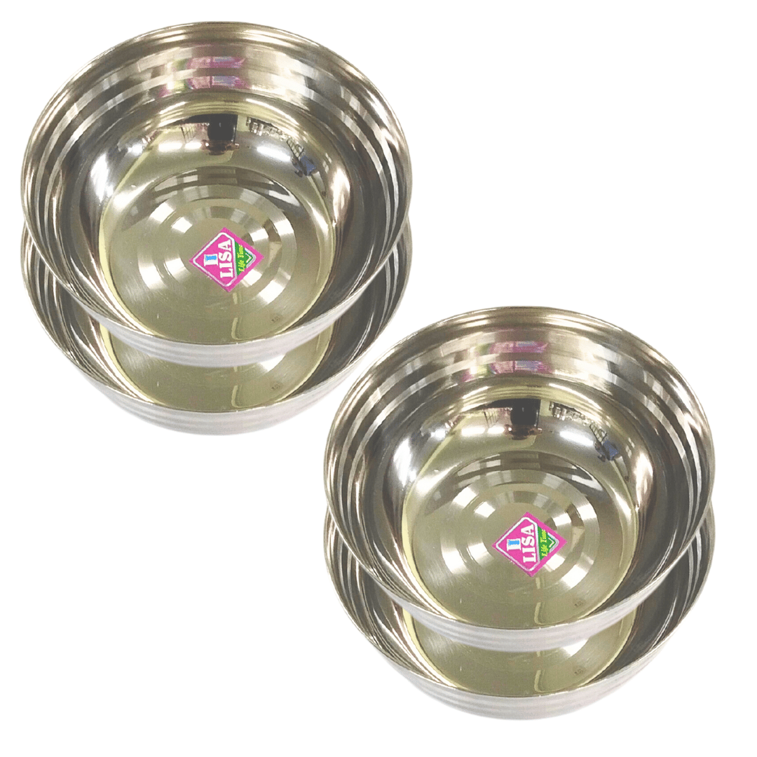Stainless Steel Curry Bowl/Wati/Katori/Vati/Serving Dish/Vegetable Katori(Dia-15, 4Pc)