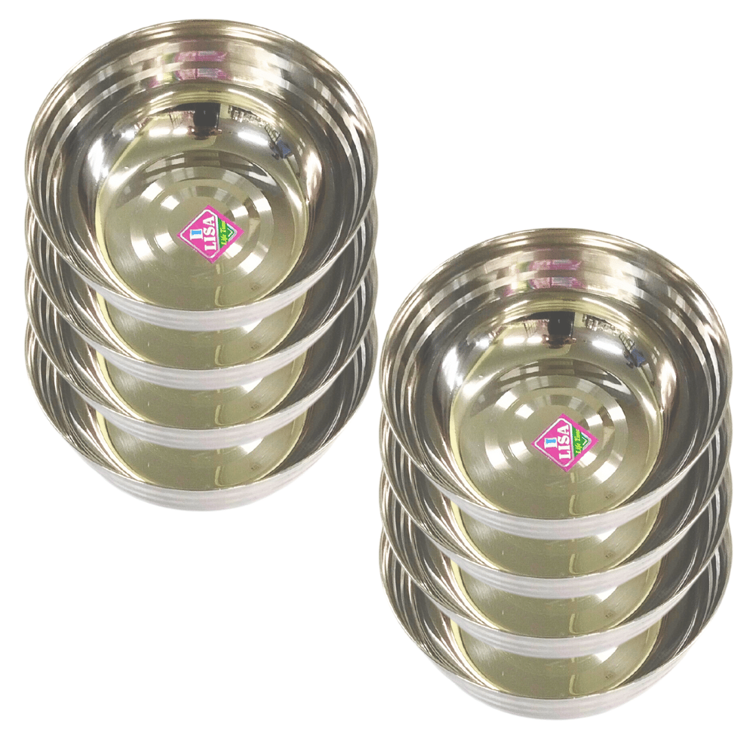 Stainless Steel Curry Bowl/Wati/Katori/Vati/Serving Dish/Vegetable Katori(Dia-15, 8Pc)
