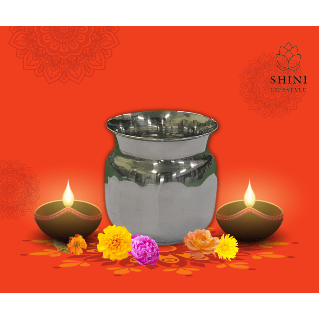 SHINI LIFESTYLE Lota/Kalash/Chambu/Tumbler for Pooja/Pongal/Sankranti Puja/Wedding/Karvachauth Stainless Steel Kalash (Height: 3.5 inch, Silver)