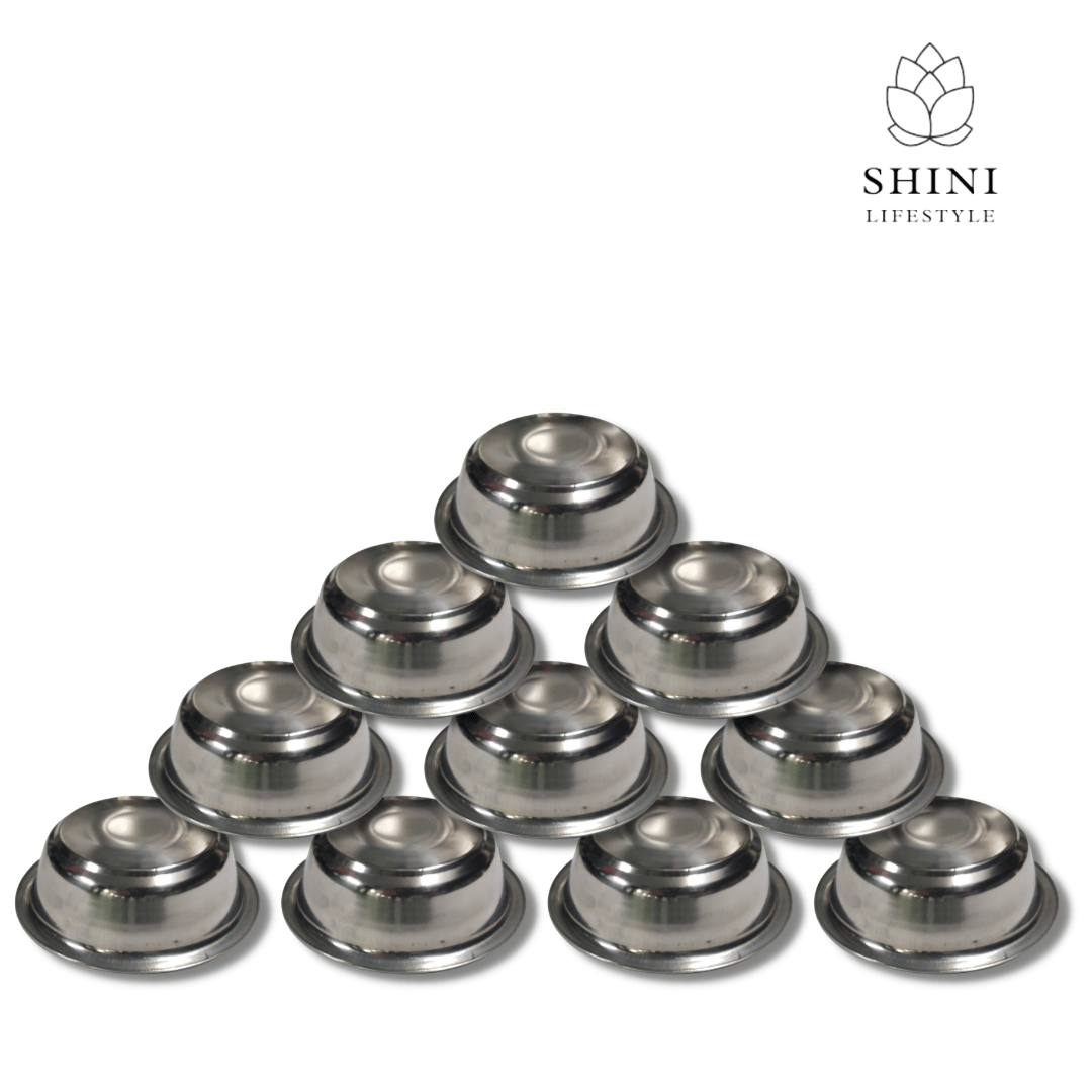 SHINI LIFESTYLE Katori, Vegetable Bowl, Dal Chawal Bowl, Katora, Stainless Steel Soup Bowl (Silver, Pack of 10)
