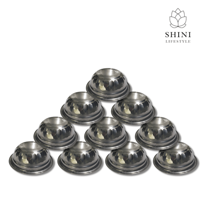 SHINI LIFESTYLE Katori, Vegetable Bowl, Dal Chawal Bowl, Katora, Designer katori, Stainless Steel Soup Bowl (Silver, Pack of 10) SHINI LIFESTYLE Katori, Vegetable Bowl, Dal Chawal Bowl, Katora, Designer katori, Stainless Steel Soup Bowl (Silver, Pack of 10)