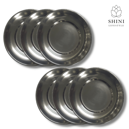 SHINI LIFESTYLE Heavy Gauge Steel Laser Halva Plates, Old Style Quarter Plate / Breakfast Plates / Poha Plate, 14 cm Quarter Plate (Pack of 6) SHINI LIFESTYLE Heavy Gauge Steel Laser Halva Plates, Old Style Quarter Plate / Breakfast Plates / Poha Plate, 14 cm Quarter Plate (Pack of 6)