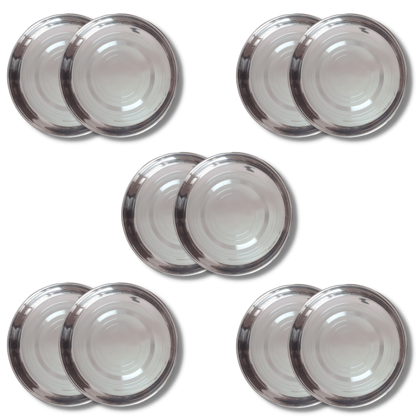 SHINI LIFESTYLE Stainless Steel Plate, khumcha, Thali, laser design, mid size dinner plate 10pc SHINI LIFESTYLE Stainless Steel Plate, khumcha, Thali, laser design, mid size dinner plate 10pc