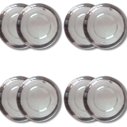 SHINI LIFESTYLE Stainless Steel Plate, khumcha, Thali, laser design, full size dinner plate 8pc SHINI LIFESTYLE Stainless Steel Plate, khumcha, Thali, laser design, full size dinner plate 8pc