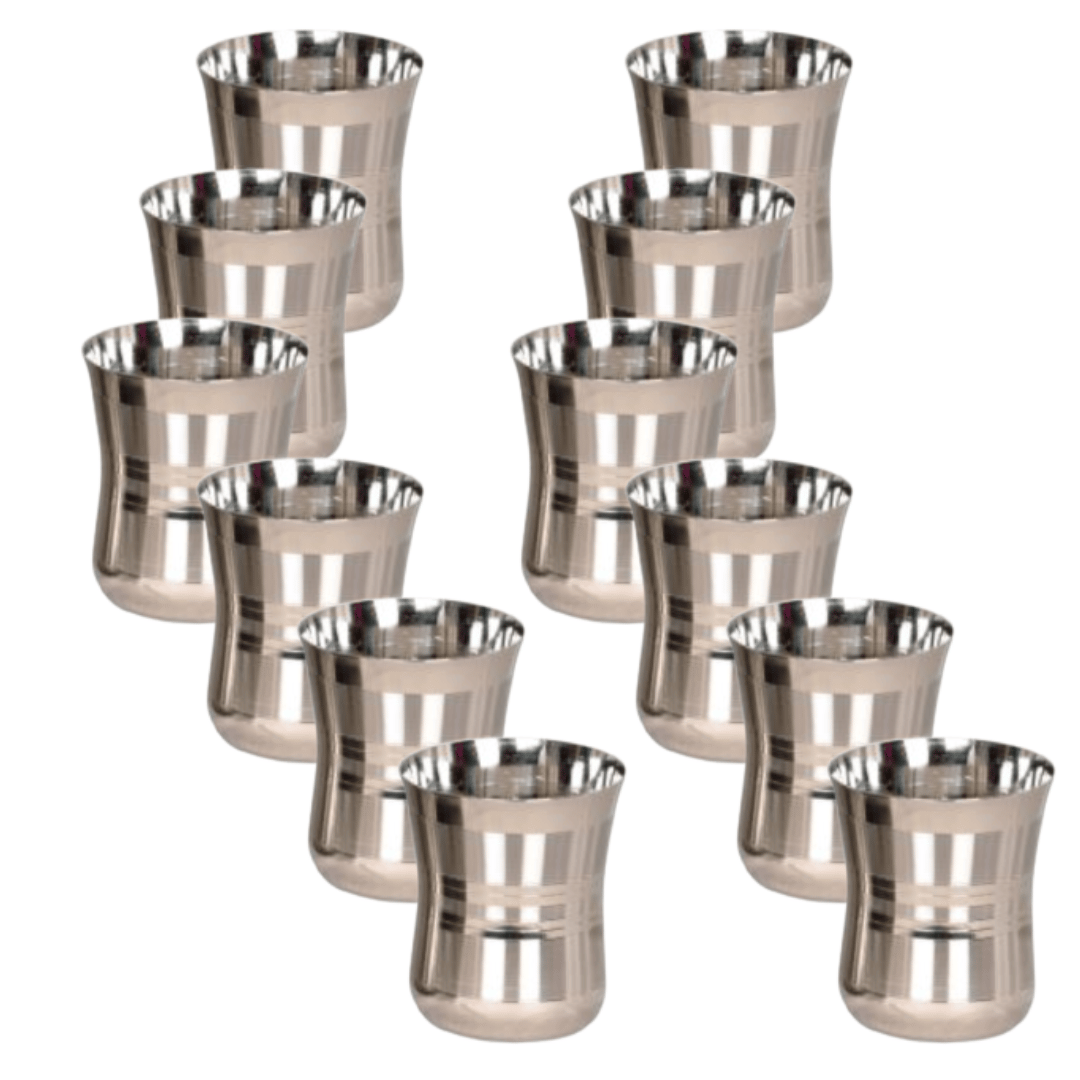 SHINI LIFESTYLE (Pack of 12) Stainless Steel Priya Glass, water Glass Set Water/Juice Glass