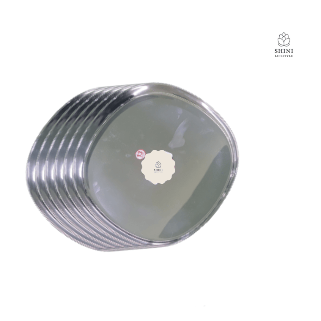 SHINI LIFESTYLE Stainless Steel Plate, Thali, dinner set Dinner Plate (Pack of 6)