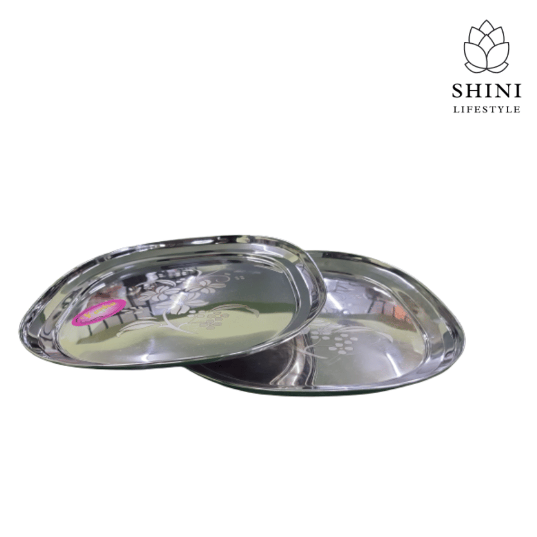 SHINI LIFESTYLE Plates for dining, floral design, Laser design,13 inch Dinner Plate (Pack of 2)