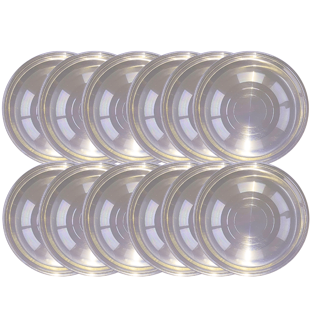 SHINI LIFESTYLE Heavy Gauge Steel Laser Halva Plates / Breakfast Plates / Serving Plates, 17 cm Quarter Plate (Pack of 12)