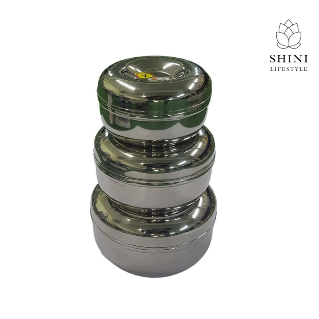 SHINI LIFESTYLE Katordan, Dabba Set, Tea, Sugar Kitchen Storage Canister(Dabba) - 1000 ml, 750 ml, 300 ml Steel Utility Container (Pack of 3, Silver)