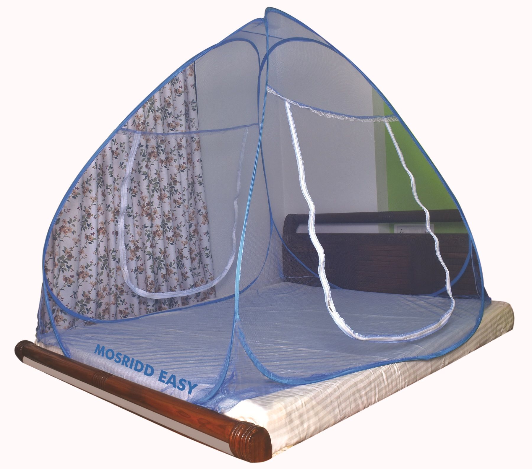 MOSRIDD EASY- FOLDABLE BED NET -Mosquito Net Easy to Install, Foldable, Portable, Double Bed Size,BLUE
