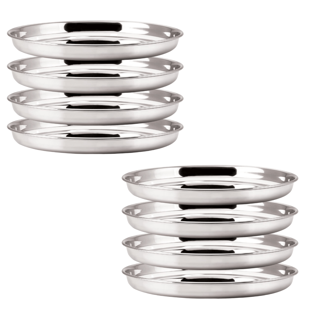 SHINI LIFESTYLE Gauge Stainless Steel Traditional dinner plates Set/Steel Thali, Bhojan Thali(Dia-25cm)