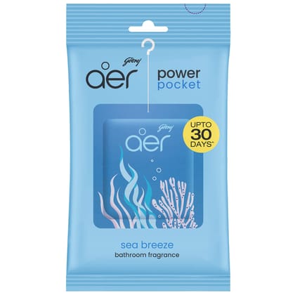 Godrej aer Power Pocket | Bathroom freshener Sea Breeze (10g) | Lasts up to 30 days | Toilet freshener 1 Pcs
