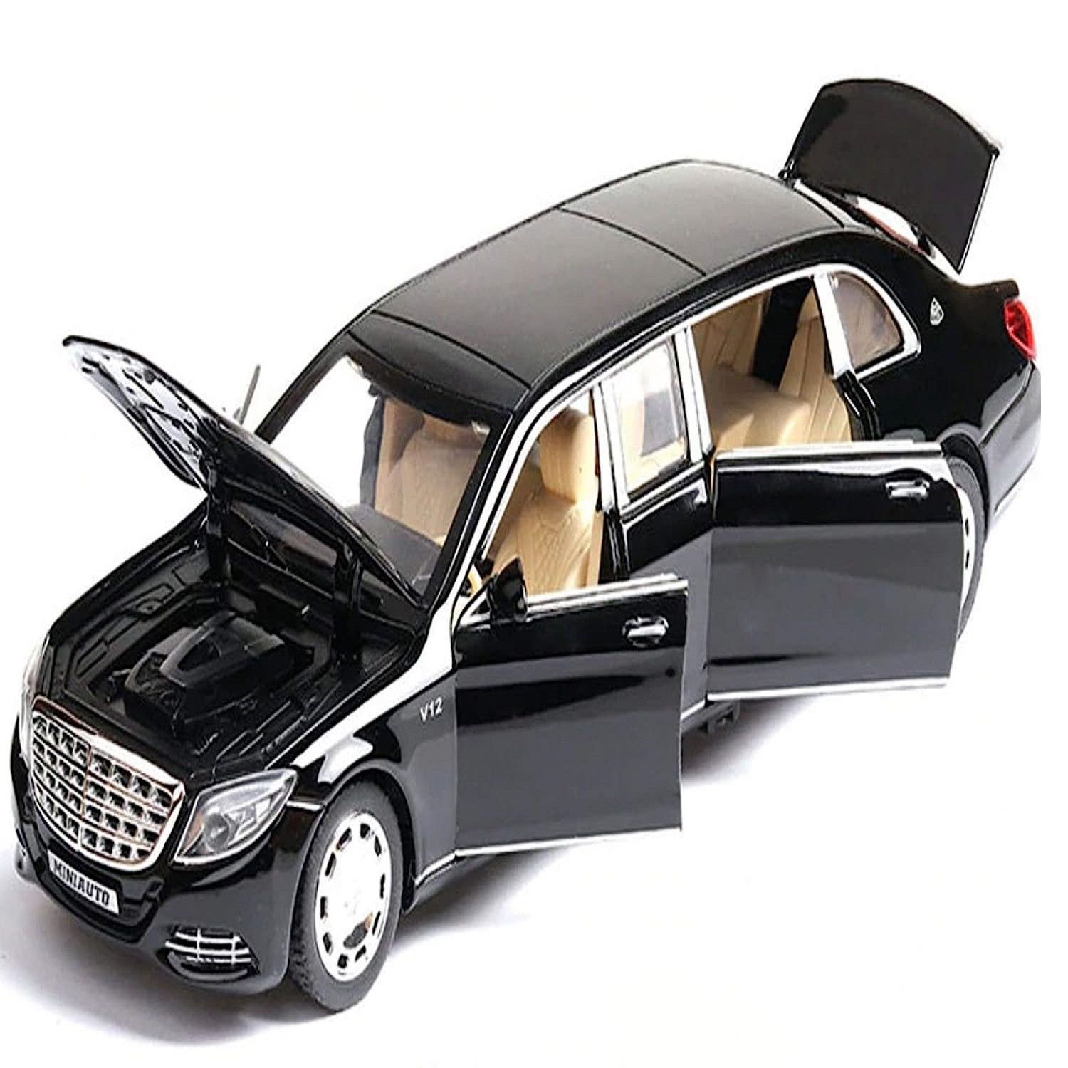 KTRS ENTERPRISE 1:24 Diecast Metal Car Model Maybeach Toy Cars For Kids Pull Back Openable Doors With Light Sound|Multicolor