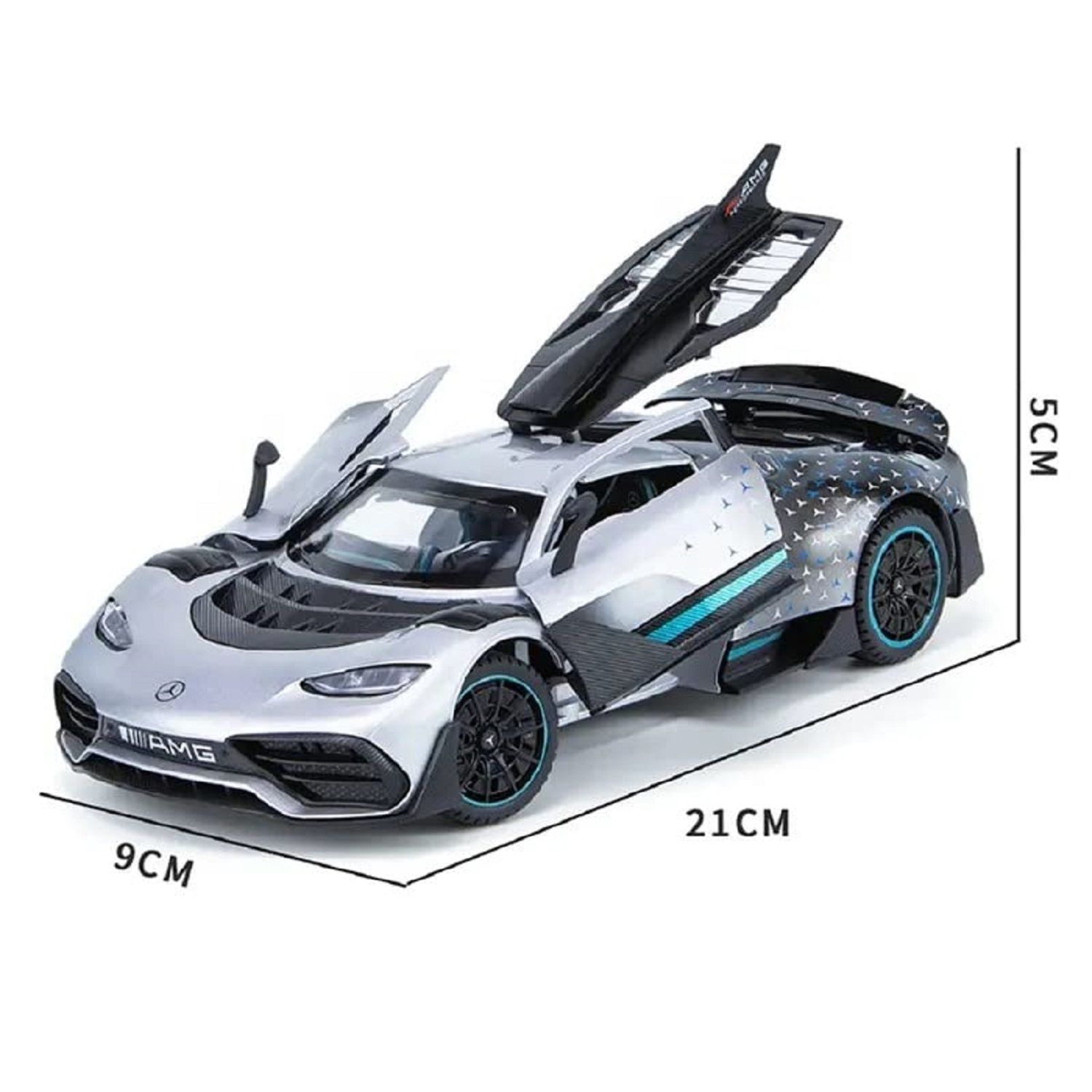 KTRS ENTERPRISE Metal Pull Back Die-cast Car 1:24 MERECEDES AMG ONE Diecast Metal Pullback Toy car with Openable Doors, Light Music Boys Gifts Toys for Kids( Color As Per Available)
