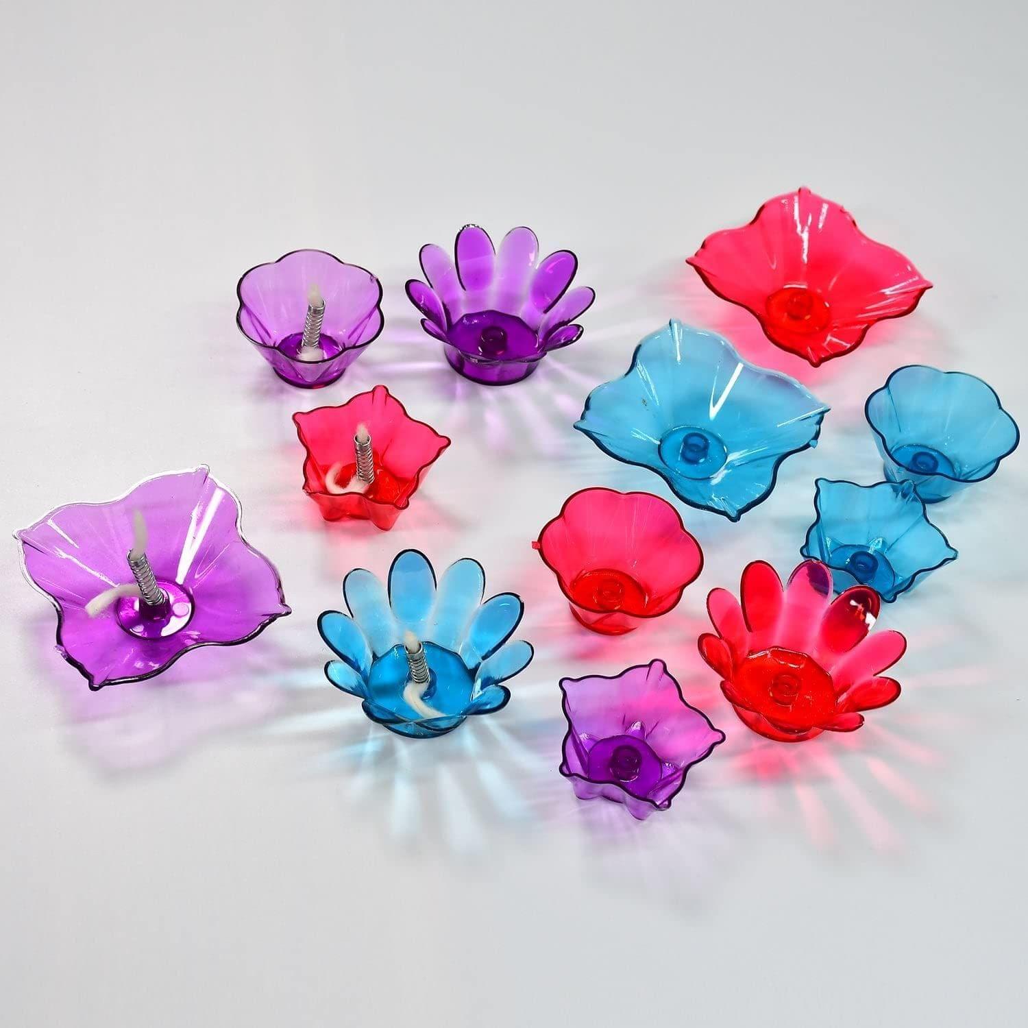 Ali Shipping Magical Reflection Diya Set with 6 Attractive Design Cup (Set of 12 Pieces)